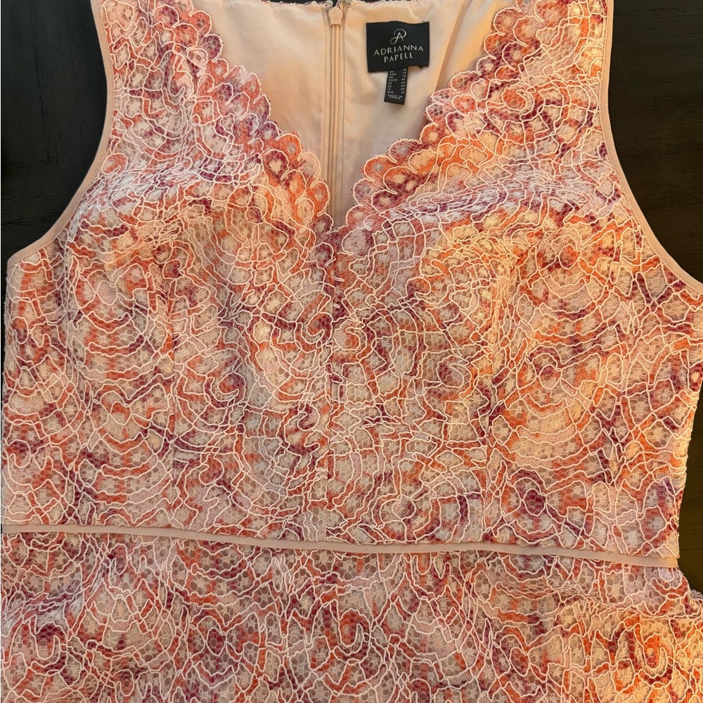 Adrianna Papell Pink and Orange Lace Dress